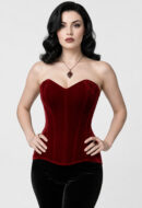 Burgundy Velvet Corset, Red Overbust Corset, Lace Up Corset Top, Victorian Corset, Gothic Corset, Renaissance Bodice, Waist Cincher
